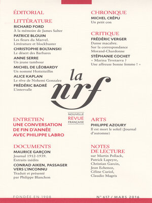 cover image of La Nouvelle Revue Française N° 617